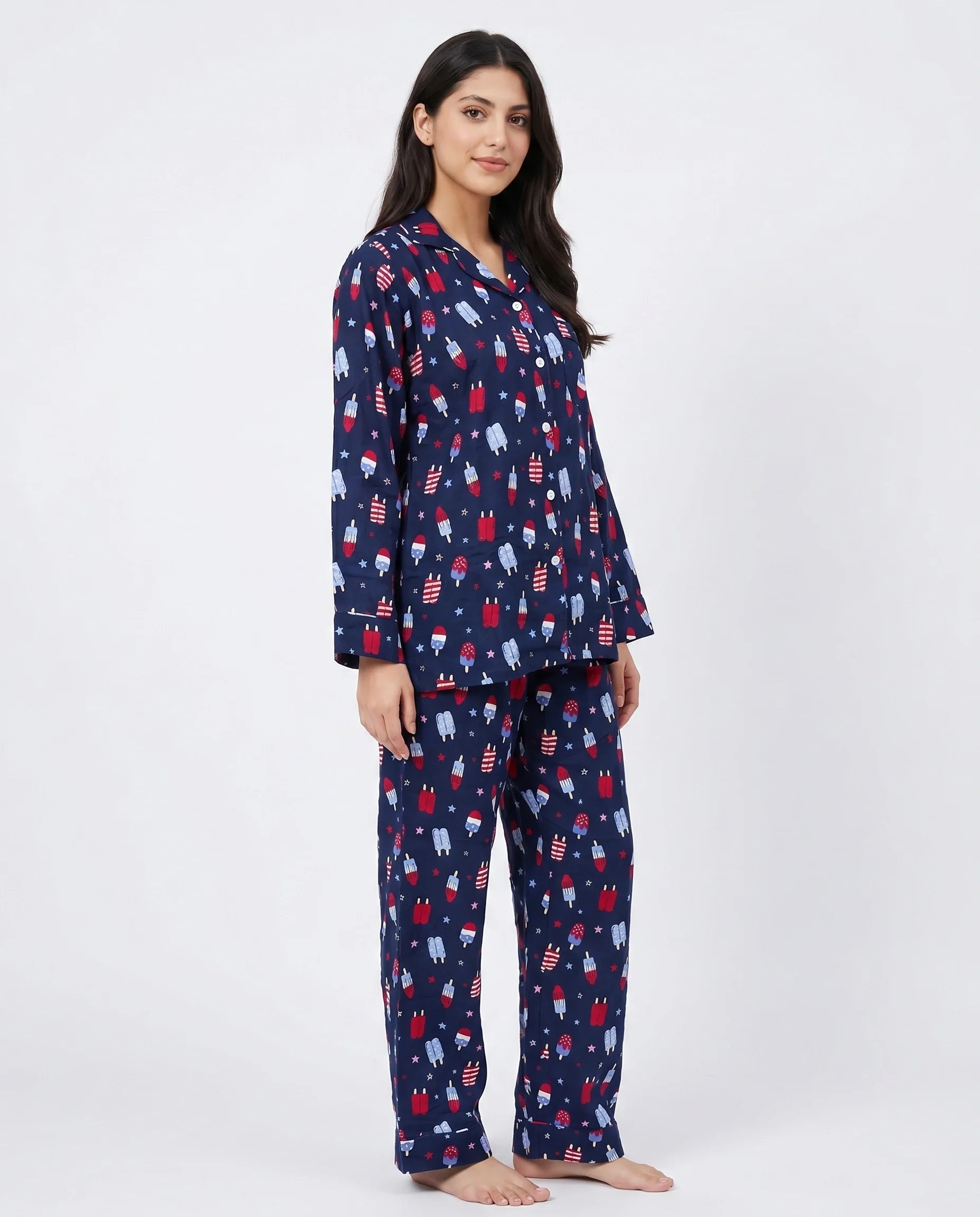 Sajiero Linen Pajama Suit Popsicle Blue