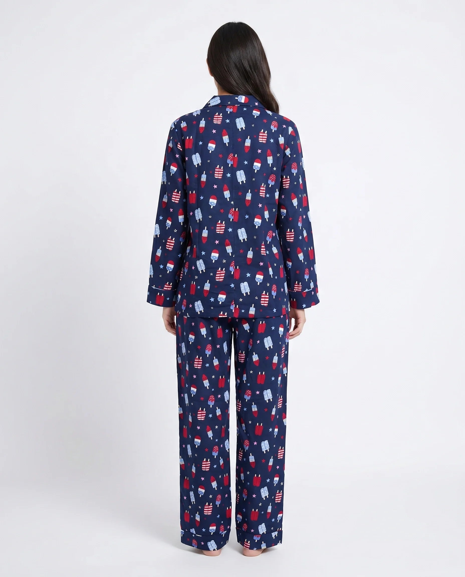 Sajiero Linen Pajama Suit Popsicle Blue