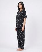 Sajiero Linen Pajama Suit Pawsette Black