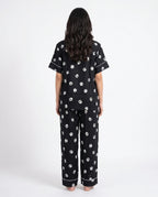 Sajiero Linen Pajama Suit Pawsette Black