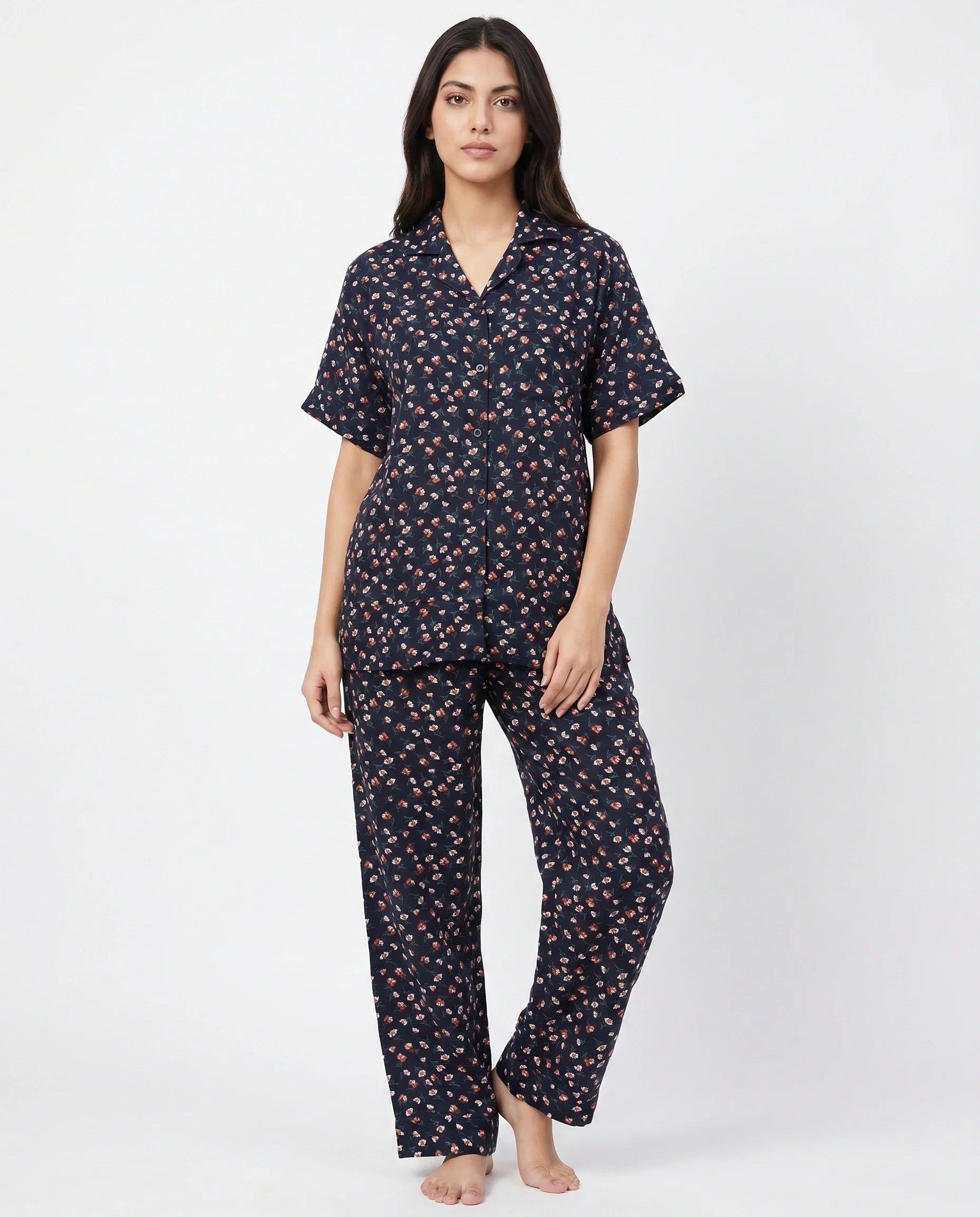 Sajiero Linen Pajama Suit Florine Black