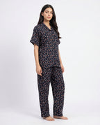 Sajiero Linen Pajama Suit Florine Black