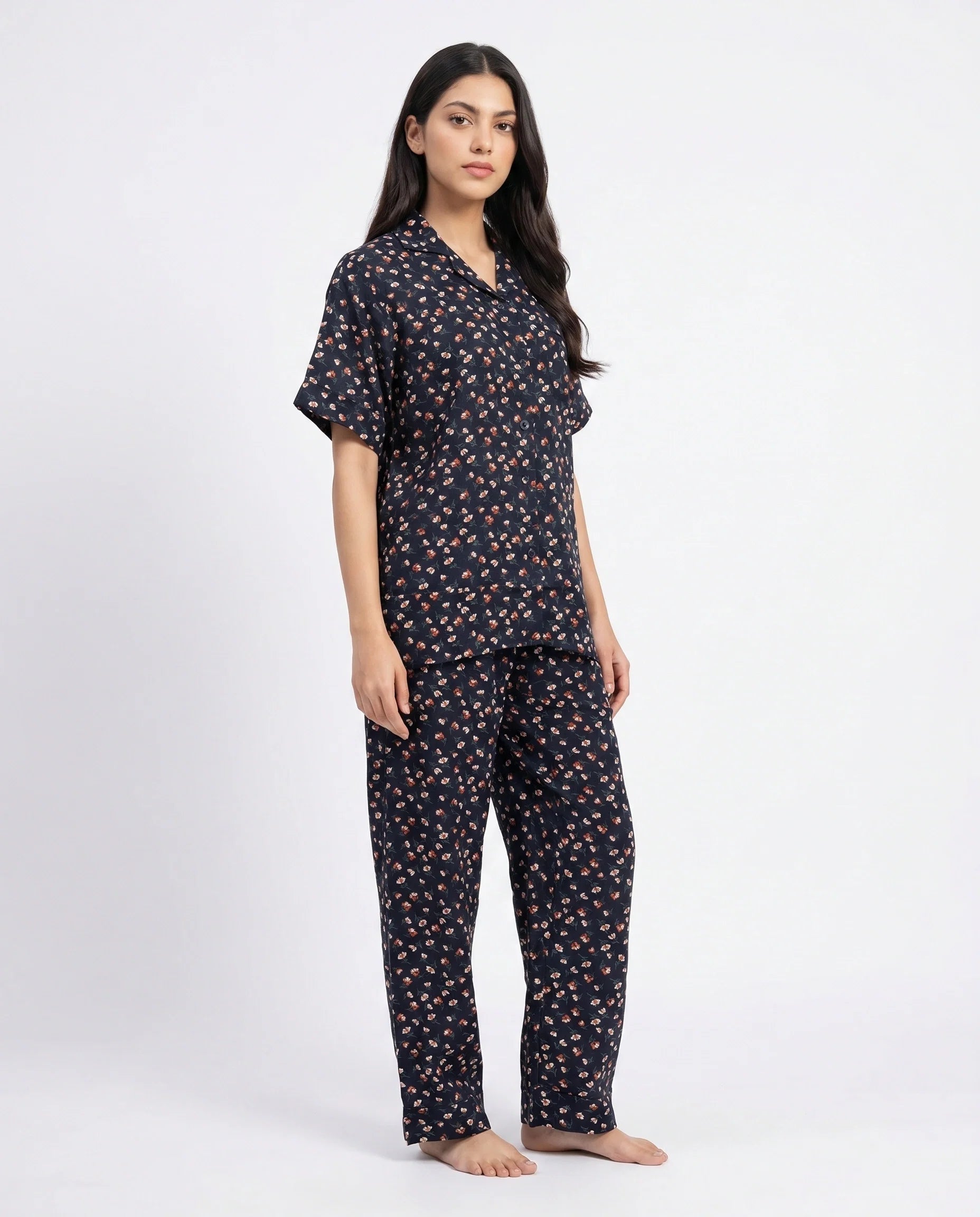Sajiero Linen Pajama Suit Florine Black