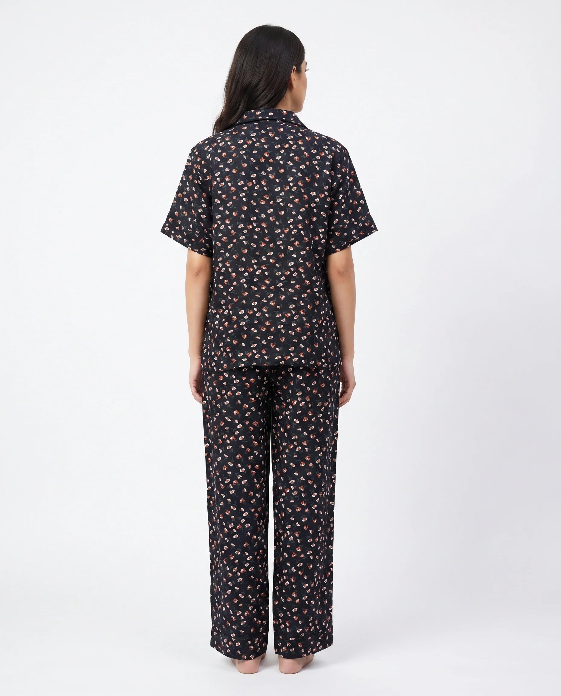 Sajiero Linen Pajama Suit Florine Black