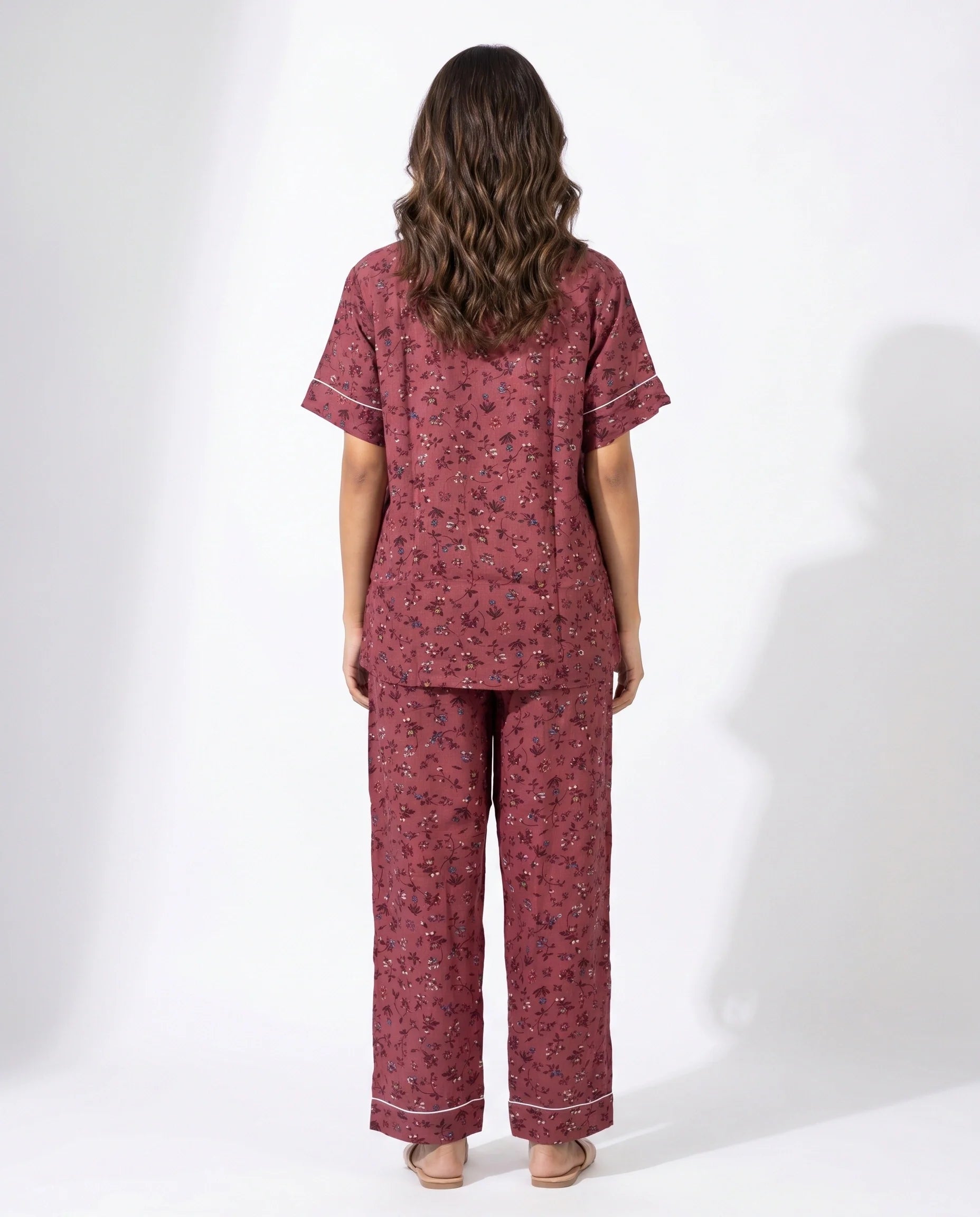 Sajiero Linen Pajama Suit Roselle Charm