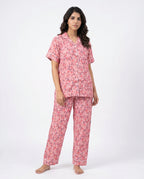Sajiero Linen Pajama Suit Rosy Meadow