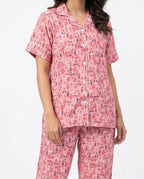 Sajiero Linen Pajama Suit Rosy Meadow