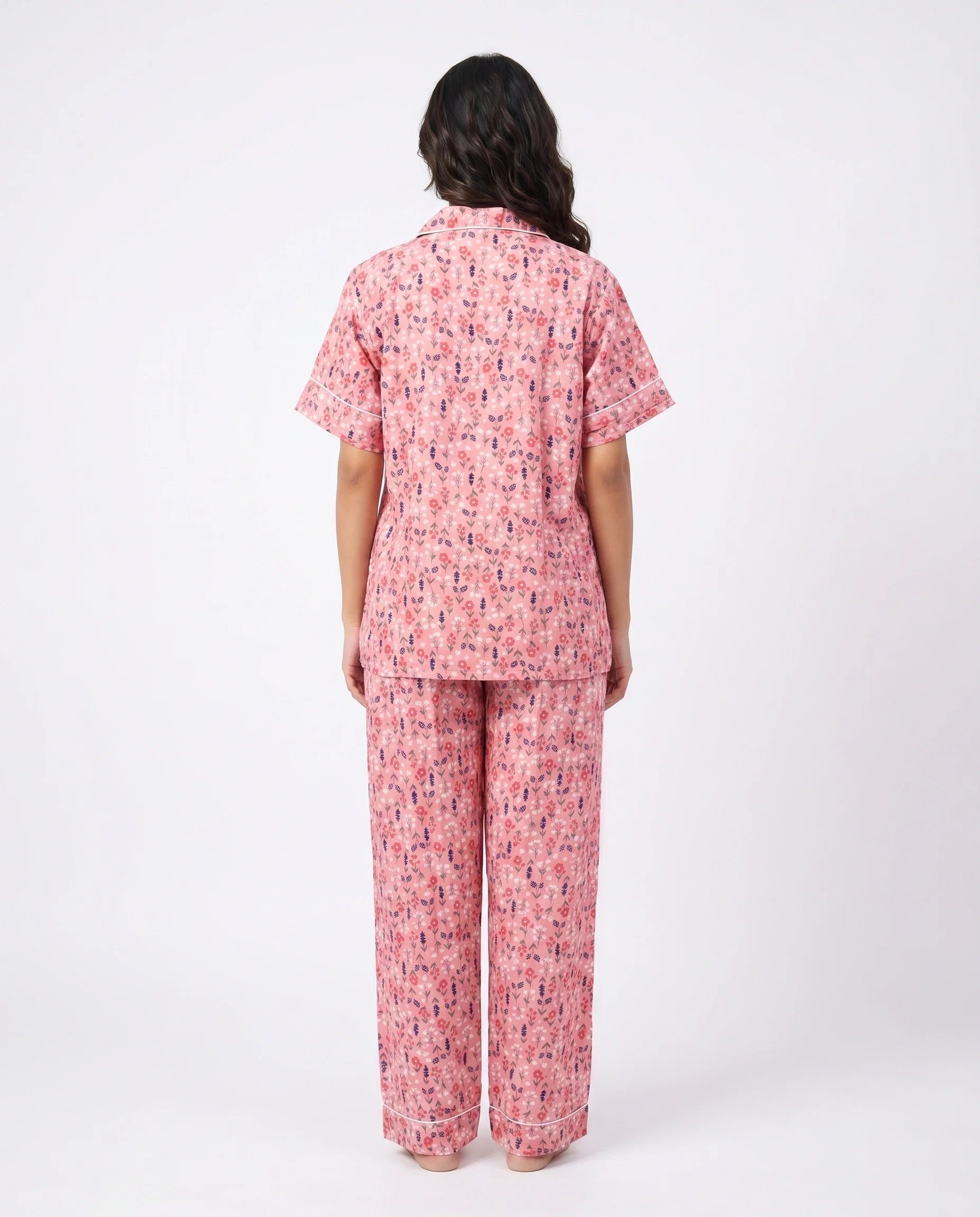 Sajiero Linen Pajama Suit Rosy Meadow