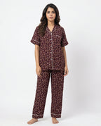 Sajiero Linen Pajama Suit Amber Noir