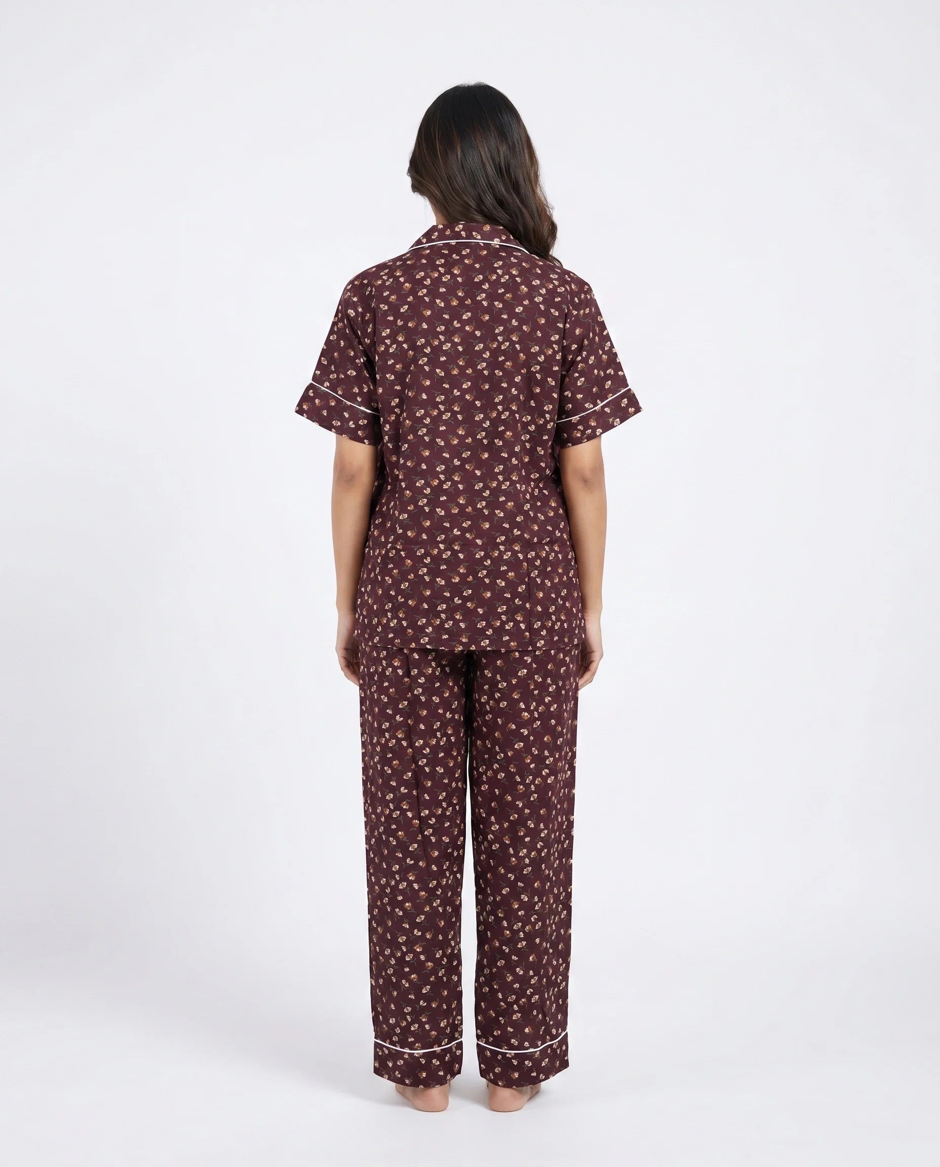 Sajiero Linen Pajama Suit Amber Noir