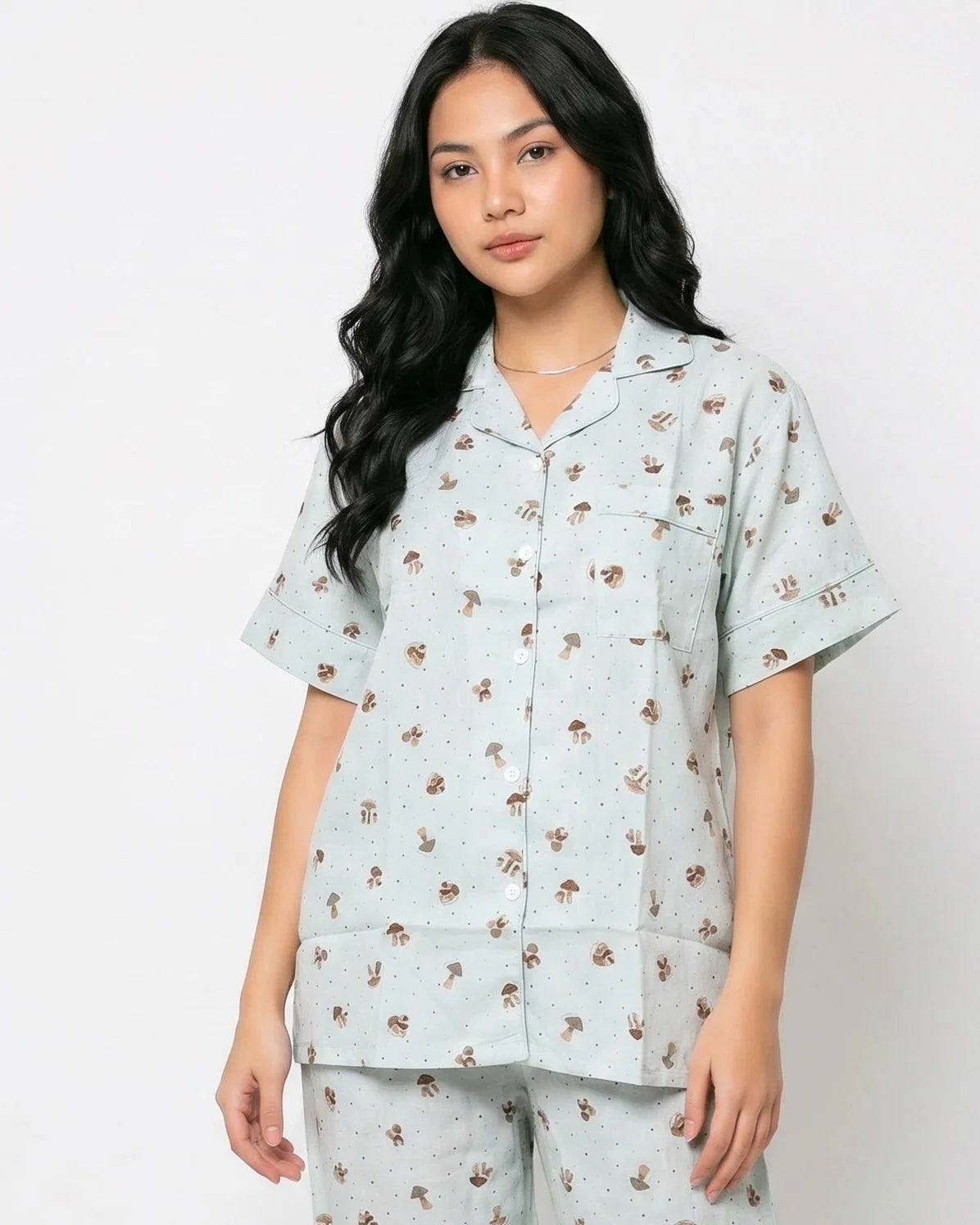 Sajiero Linen Pajama Suit Mossy Charm