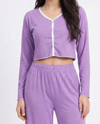 Sajiero Cotton PJ Set Velour Purple