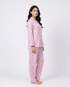 Sajiero Linen Pajama Suit Heart Stripe