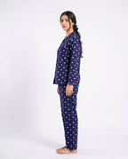 Sajiero Linen Pajama Suit Night Heart