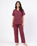 Sajiero Linen Pajama Suit Sweet Heart
