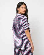 Sajiero Linen Pajama Suit Midnight Stripe