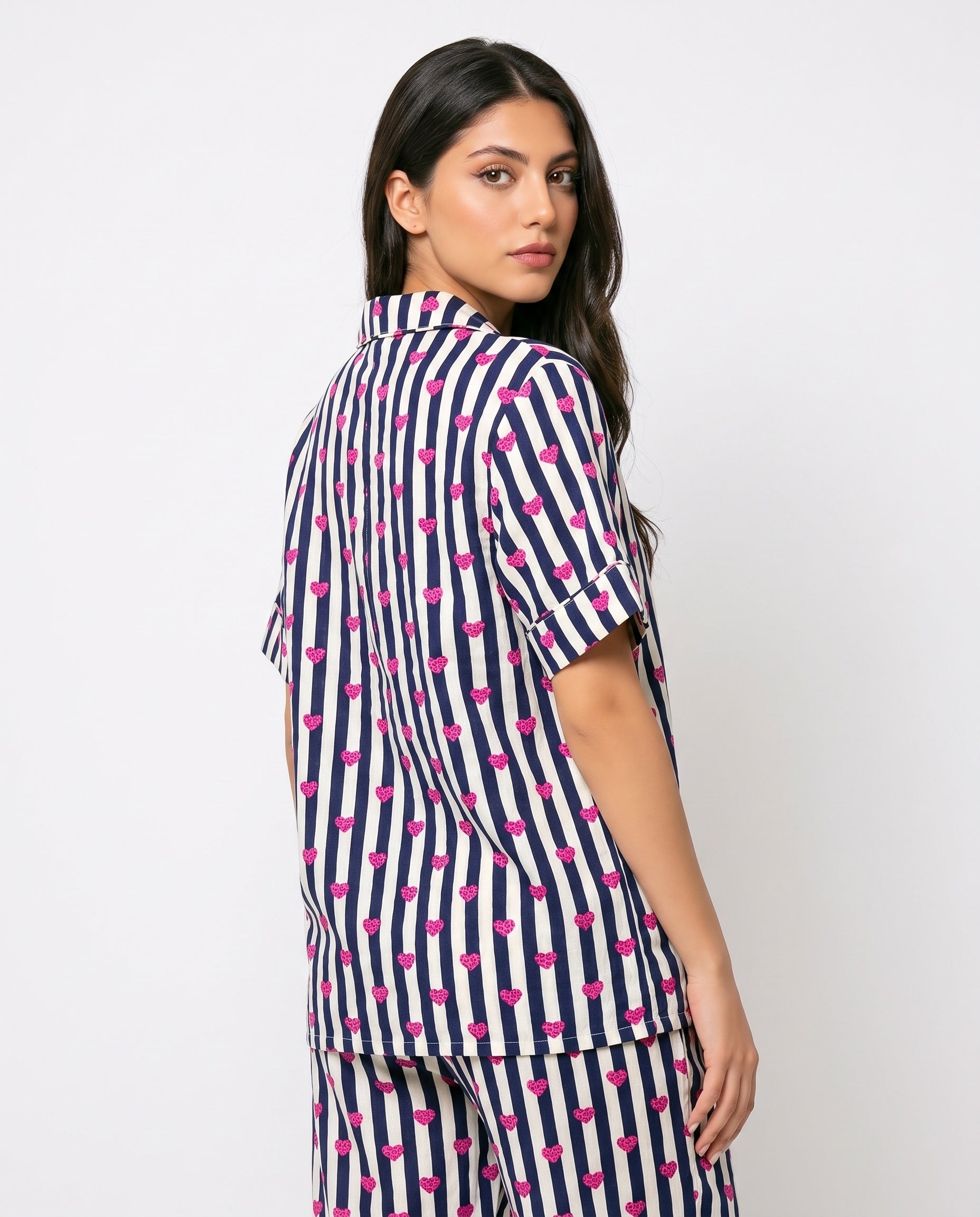 Sajiero Linen Pajama Suit Midnight Stripe