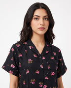 Sajiero Linen Pajama Suit Floral Dusk