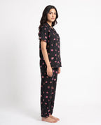 Sajiero Linen Pajama Suit Floral Dusk