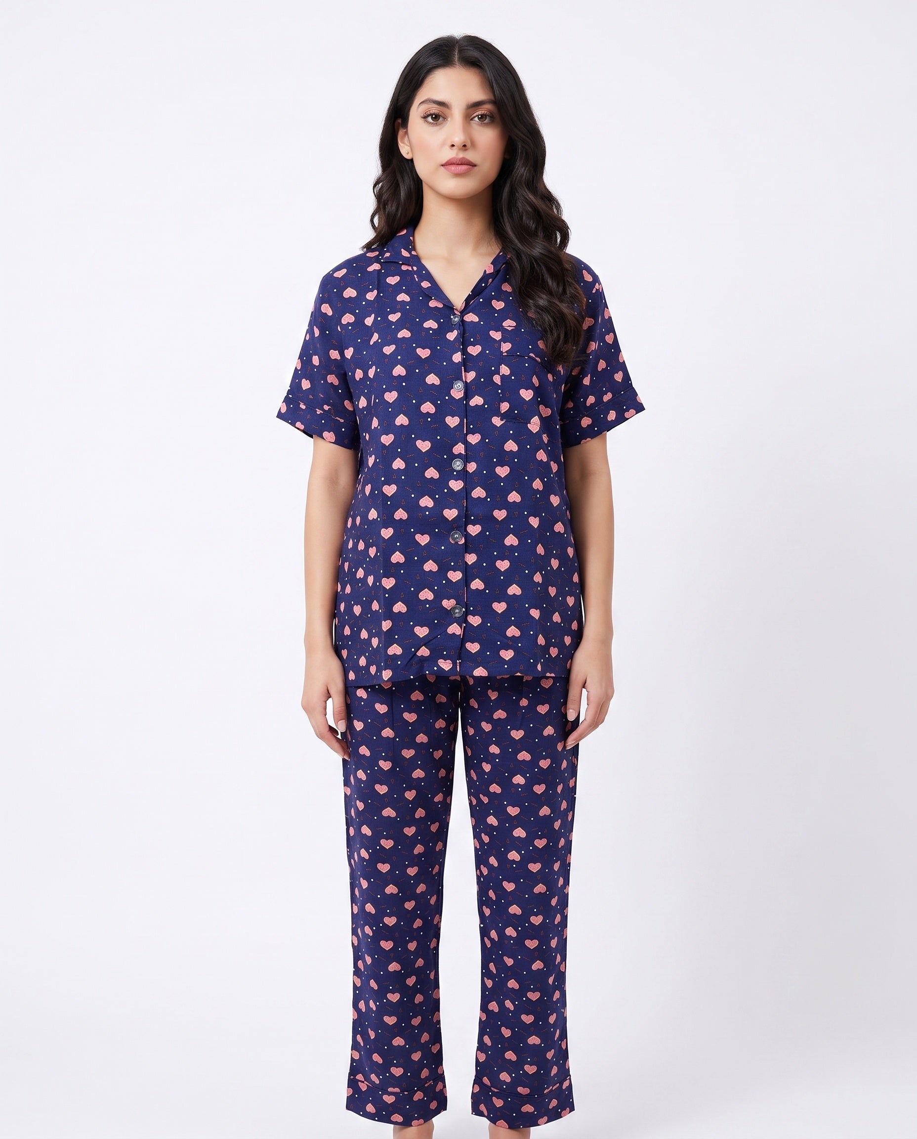 Sajiero Linen Pajama Suit Juicy Heart
