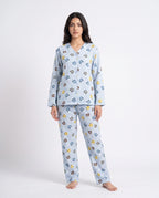 Sajiero Summer Crinkled Pajama Suit Blue Bear