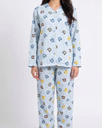 Sajiero Summer Crinkled Pajama Suit Blue Bear