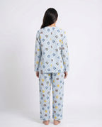 Sajiero Summer Crinkled Pajama Suit Blue Bear