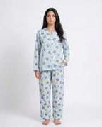 Sajiero Summer Crinkled Pajama Suit Blue Bear