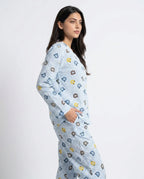 Sajiero Summer Crinkled Pajama Suit Blue Bear