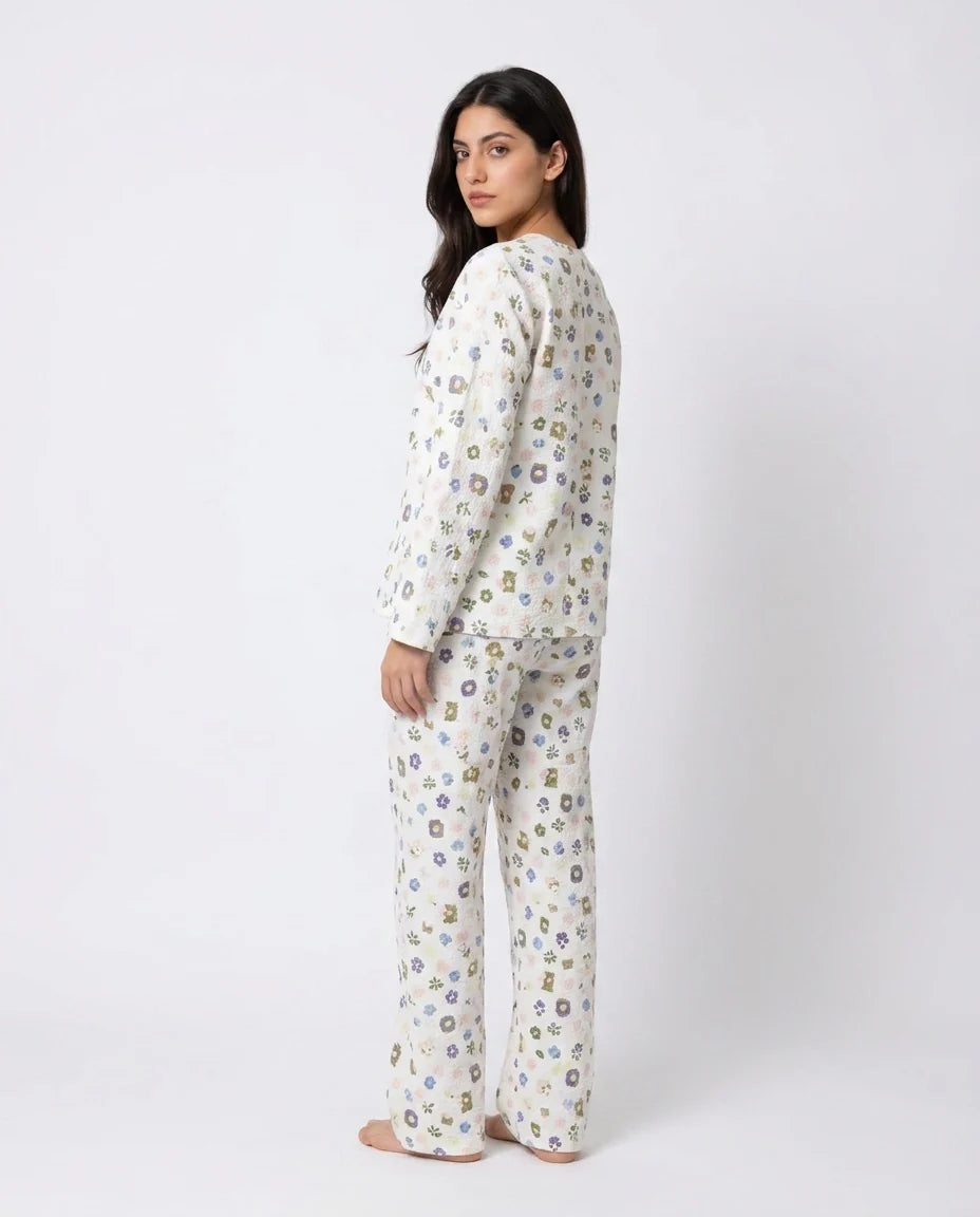 Sajiero Summer Crinkled Pajama Suit Pastel Bloom