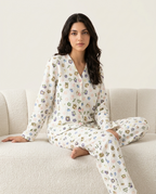 Sajiero Summer Crinkled Pajama Suit Pastel Bloom