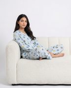 Sajiero Summer Crinkled Pajama Suit Blue Bear