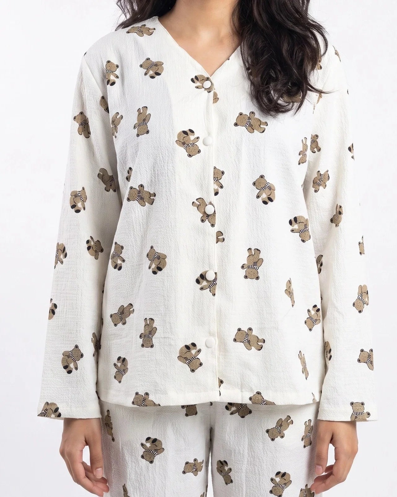Sajiero Summer Crinkled Pajama Suit Little Teddy