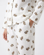 Sajiero Summer Crinkled Pajama Suit Little Teddy