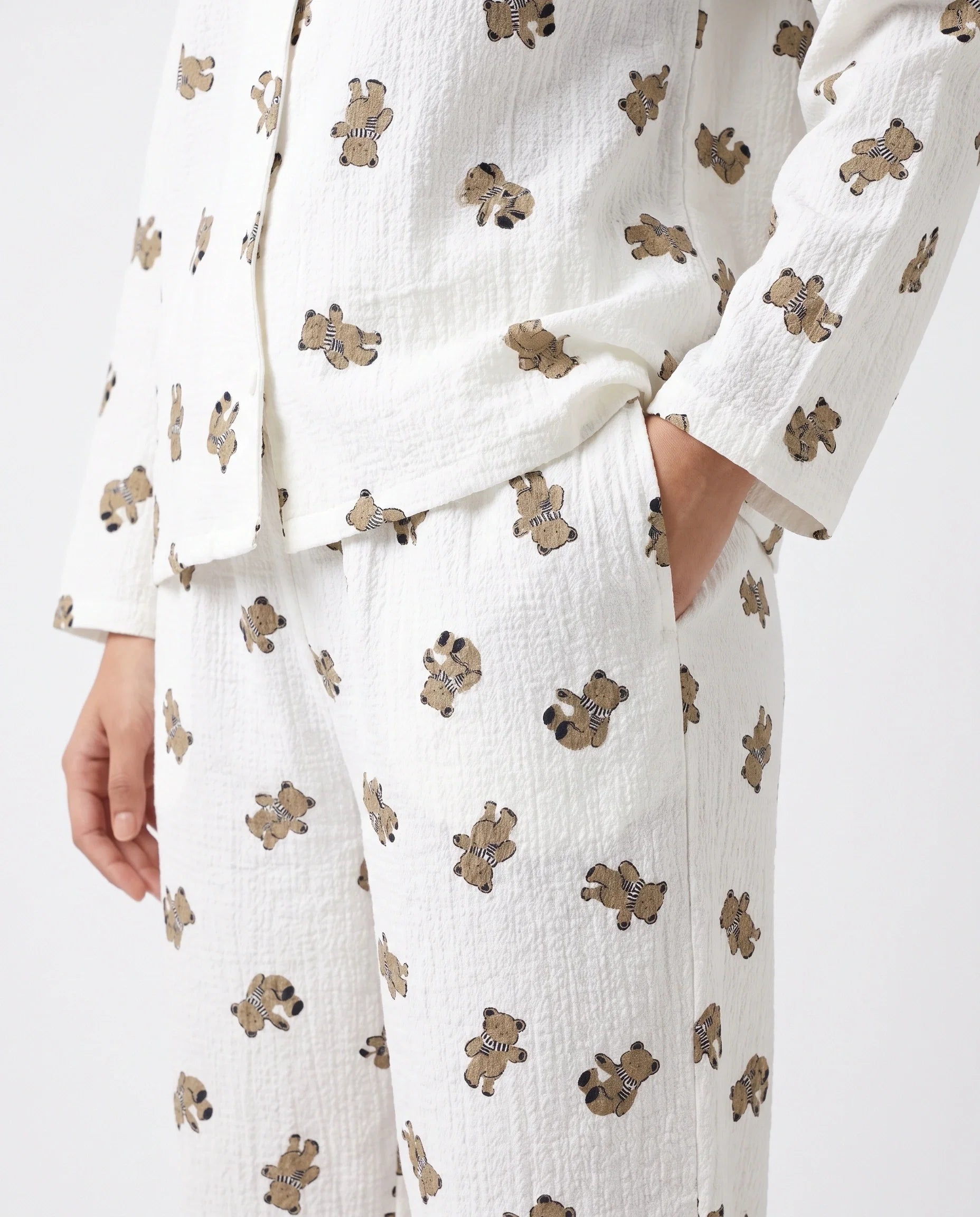 Sajiero Summer Crinkled Pajama Suit Little Teddy