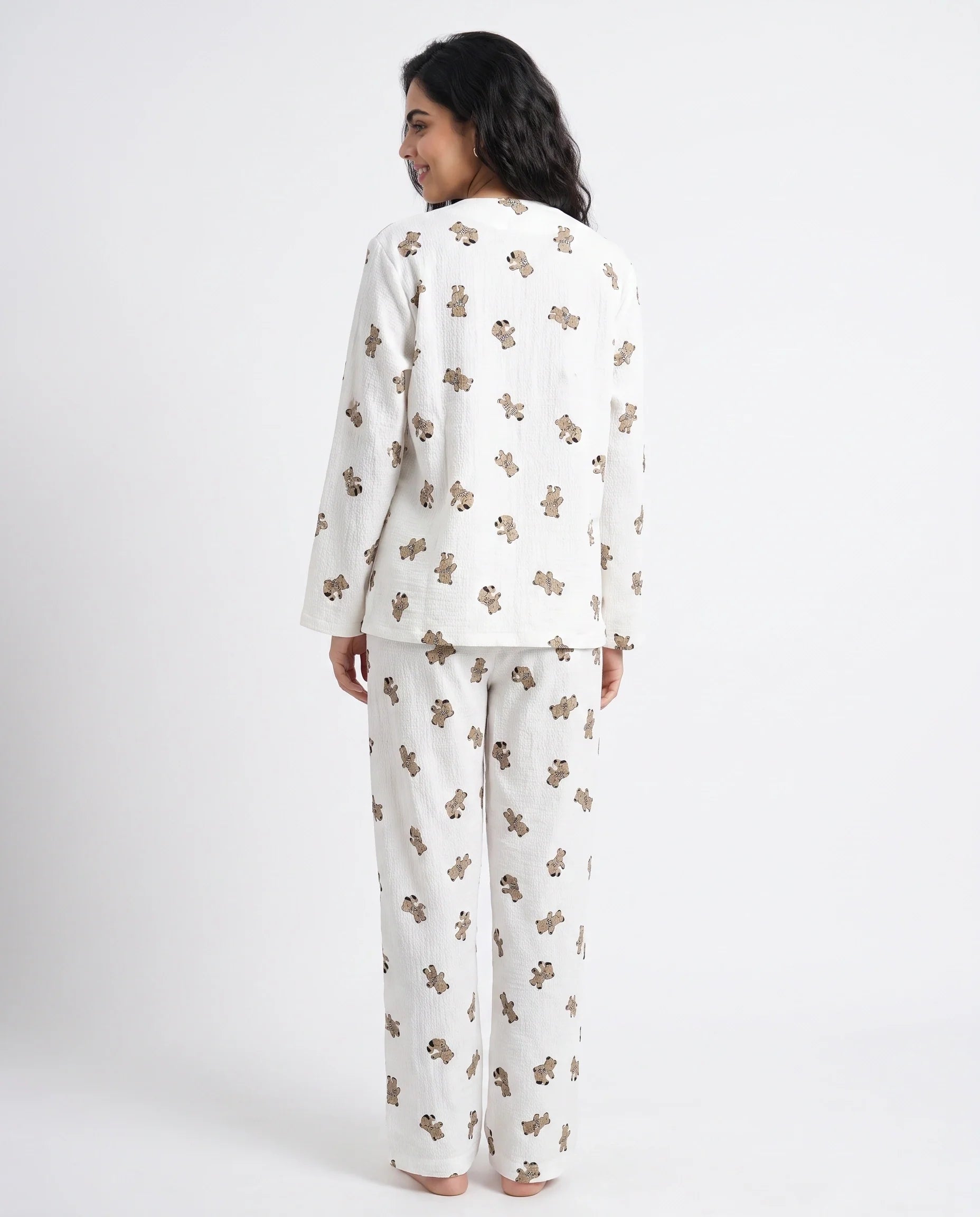 Sajiero Summer Crinkled Pajama Suit Little Teddy