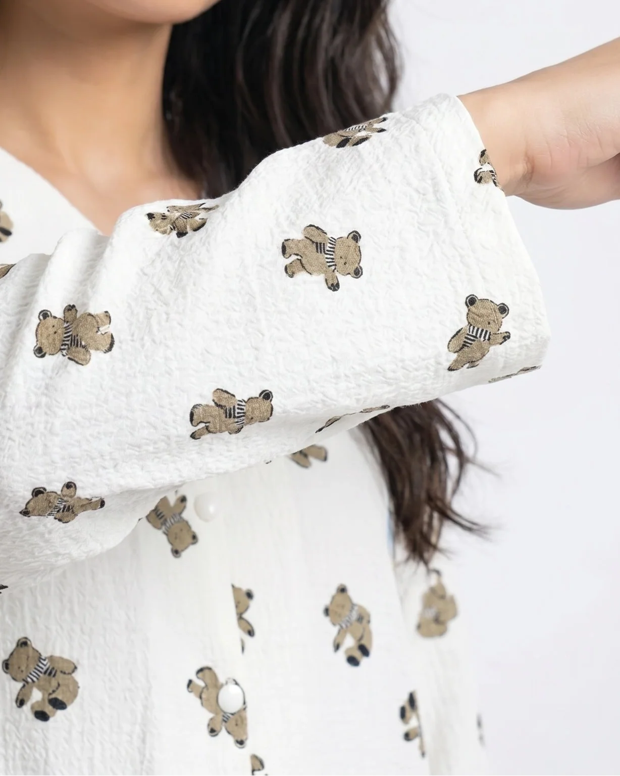 Sajiero Summer Crinkled Pajama Suit Little Teddy