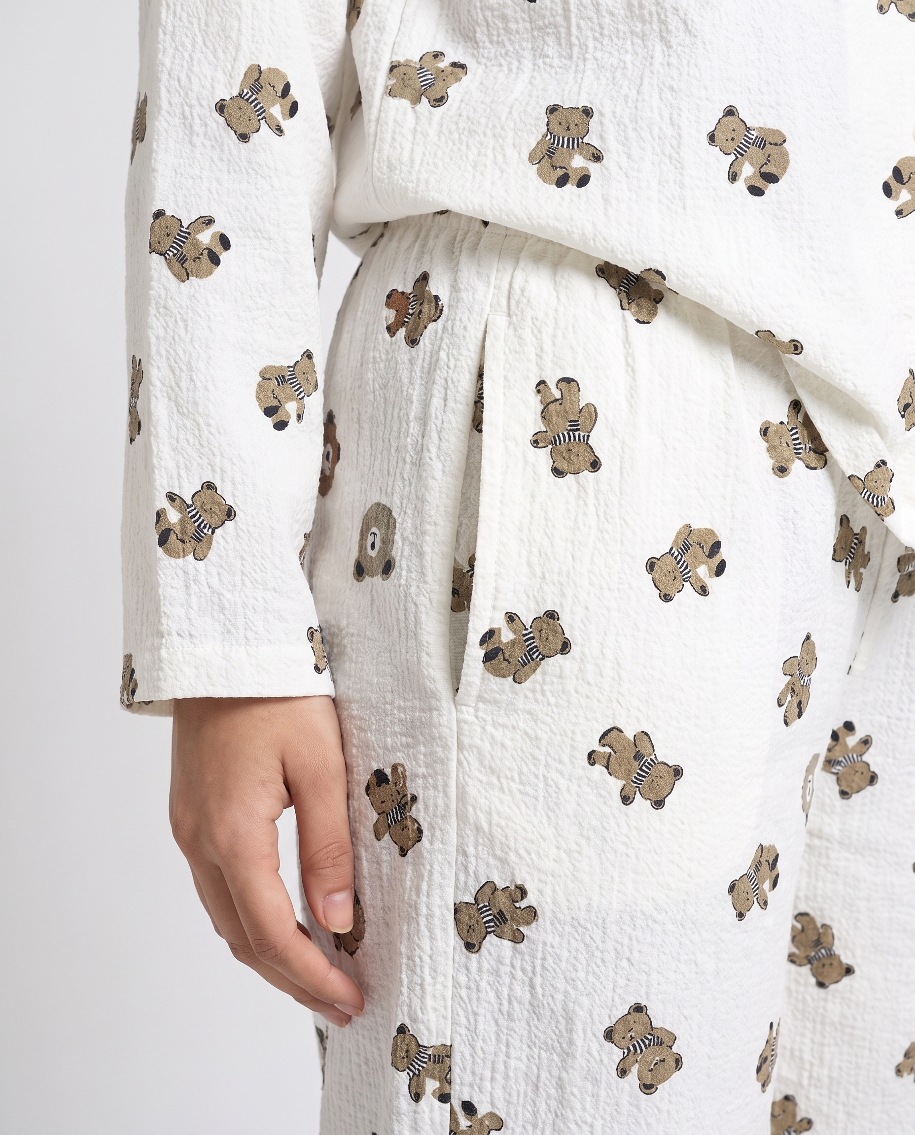 Sajiero Summer Crinkled Pajama Suit Little Teddy