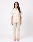 Sajiero Summer Crinkled Pajama Suit Flora Cream