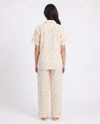 Sajiero Summer Crinkled Pajama Suit Flora Cream