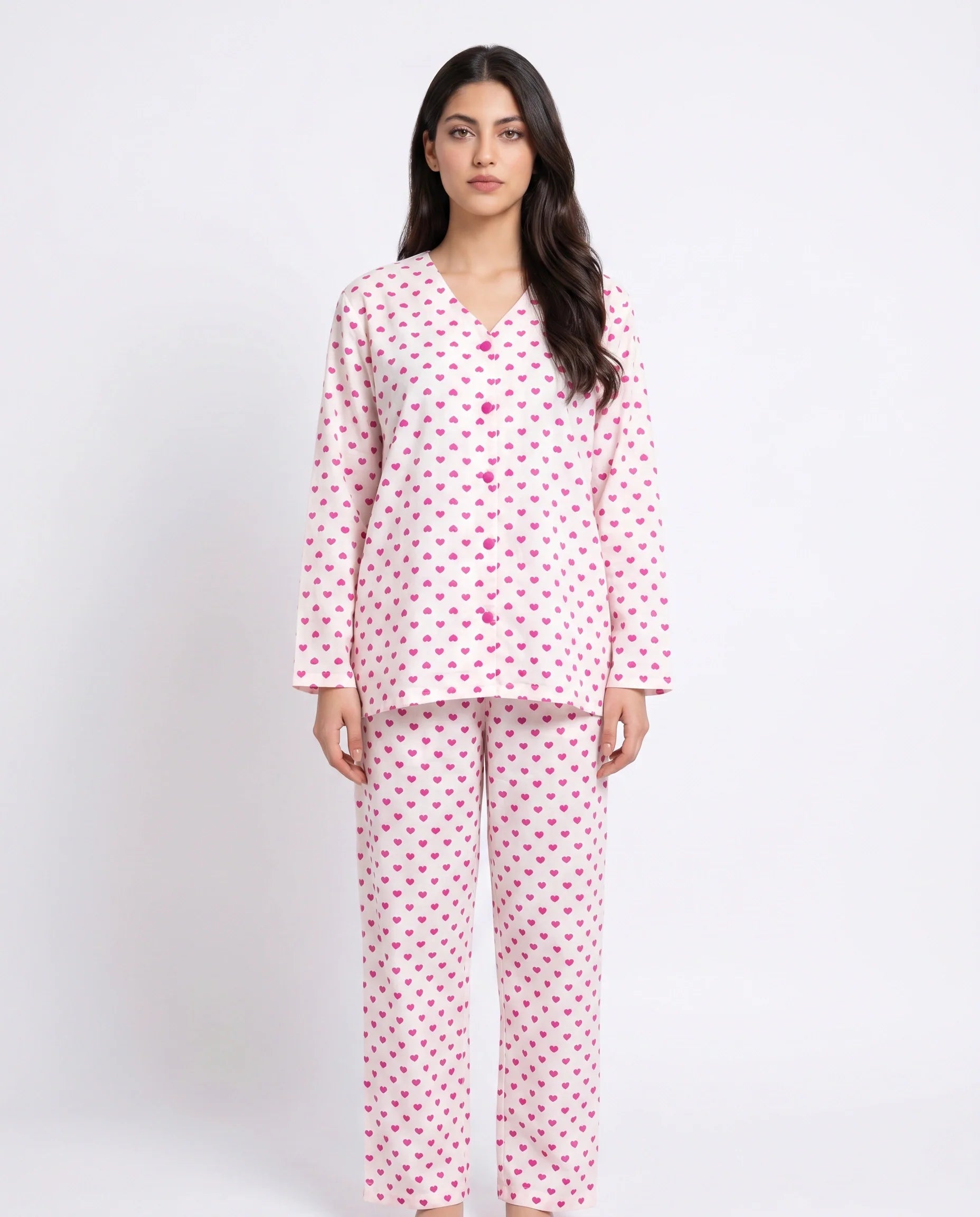 Sajiero Summer Crinkled Pajama Suit Love Checks