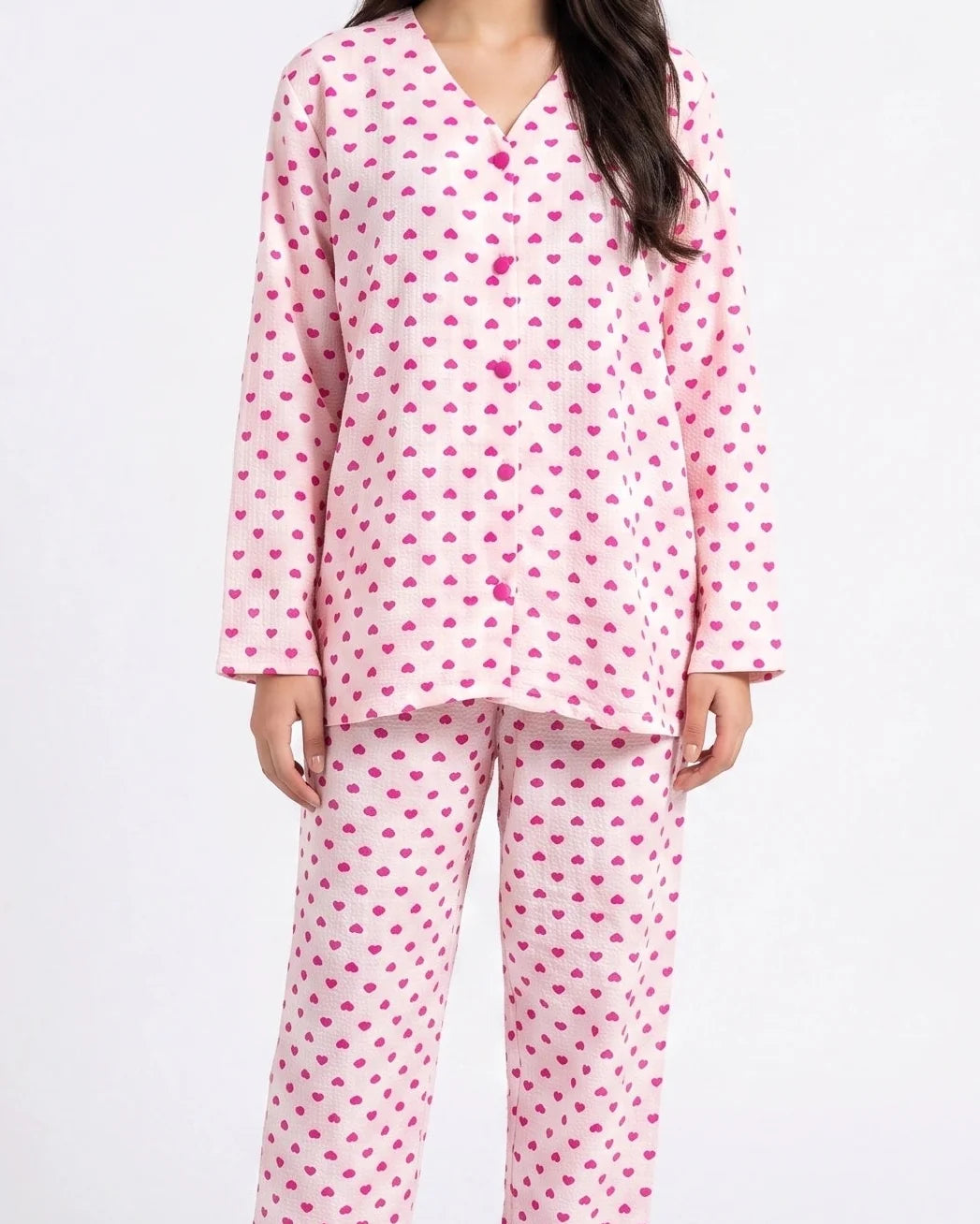 Sajiero Summer Crinkled Pajama Suit Love Checks
