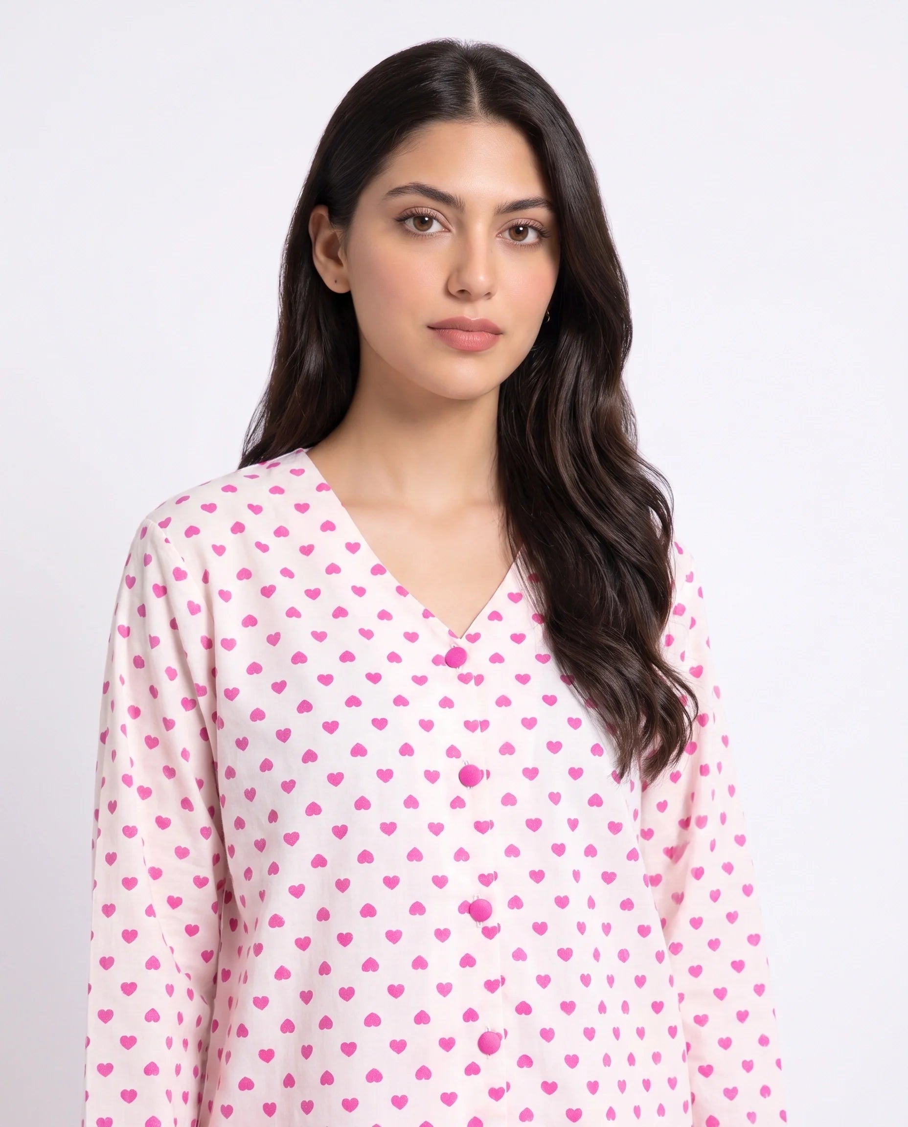 Sajiero Summer Crinkled Pajama Suit Love Checks