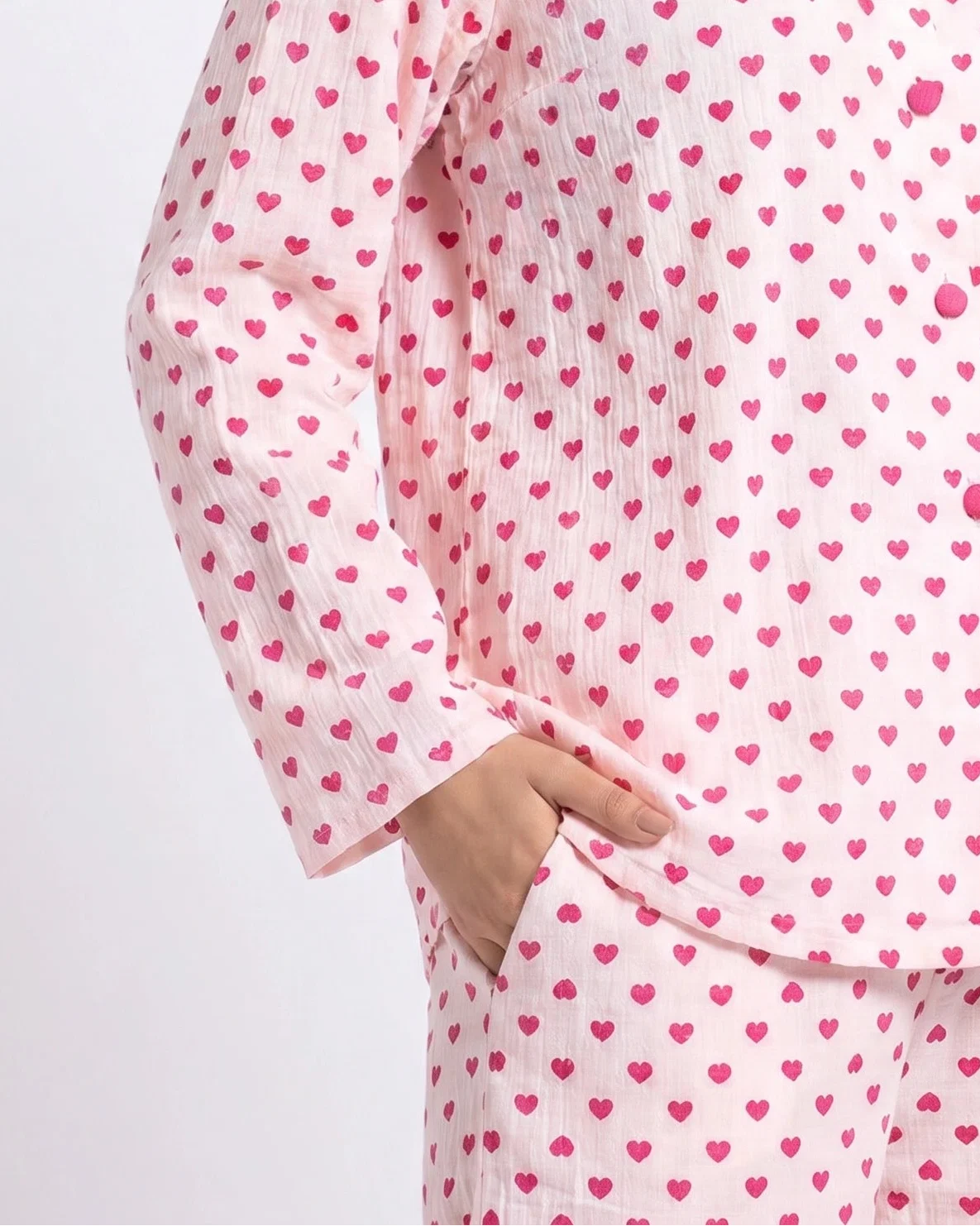 Sajiero Summer Crinkled Pajama Suit Love Checks