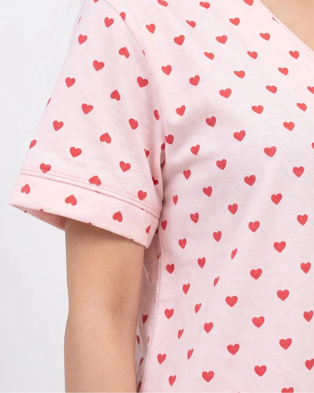 Sajiero Cotton PJ Set Heart Bliss Pink