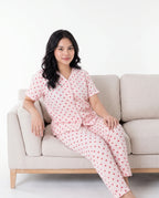 Sajiero Cotton PJ Set Heart Bliss Pink