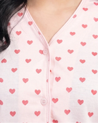 Sajiero Cotton PJ Set Heart Bliss Pink