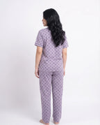 Sajiero Cotton PJ Set Heart Bliss Purple
