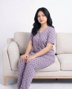 Sajiero Cotton PJ Set Heart Bliss Purple