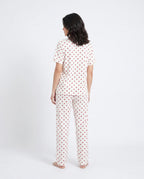 Sajiero Cotton PJ Set Heart Bliss White